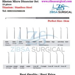 Rhoton Micro Dissector 19pcs set -Material: Titanium and Stainless Steel - Brand name: Zibsa Surgical - Whatsapp: 0092 301 3085248
